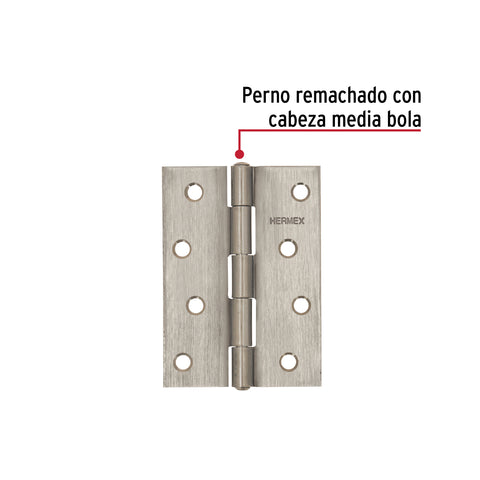 Bisagra rectangular 4' acero inoxidable, HERMEX | BR-404 | 43205