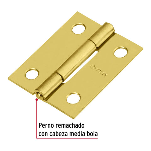 Bolsa con 2 bisagras rectangulares 1-1/2', acero latonado | BR-151B | 43206