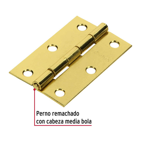 Bolsa con 2 bisagras rectangulares 2-1/2', acero latonado | BR-251B | 43208