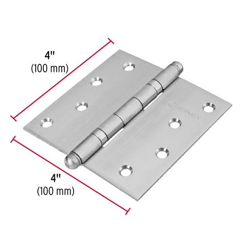 Bisagra cuadrada 4' acero inox, cabeza redonda, HERMEX | BC-404R | 43224