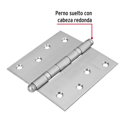 Bisagra cuadrada 4' acero inox, cabeza redonda, HERMEX | BC-404R | 43224