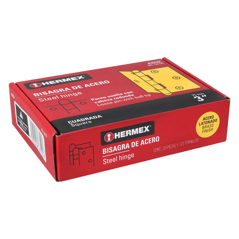 Bisagra cuadrada 3', latonado, cabeza redonda, HERMEX | BC-301R | 43232