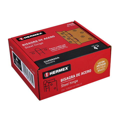 Bisagra cuadrada 4', latón antiguo, cabeza redonda, HERMEX | BC-402R | 43248