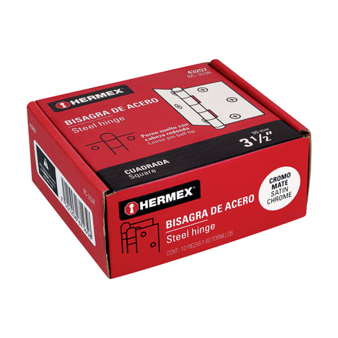 Bisagra cuadrada 3-1/2', satinado, cabeza redonda, HERMEX | BC-353R | 43257