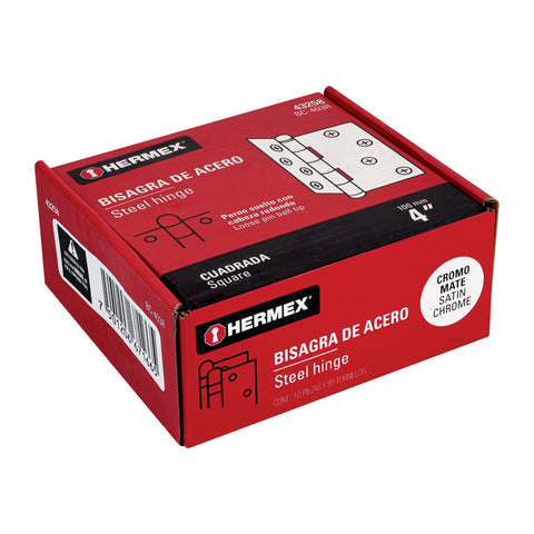Bisagra cuadrada 4', satinado, cabeza redonda, HERMEX | BC-403R | 43258