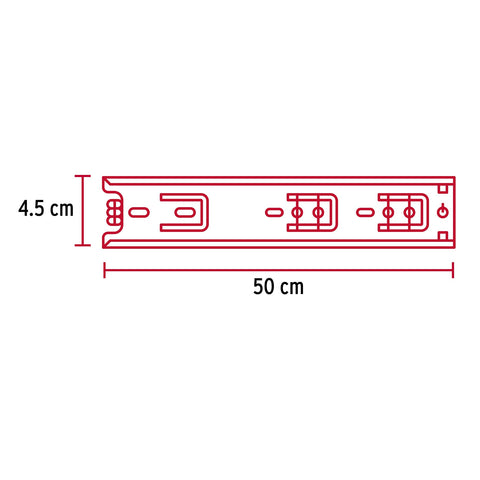 Bolsa con 2 correderas extensión 50 cm p/cajón, ancho 4.5 cm | COR-450 | 43274