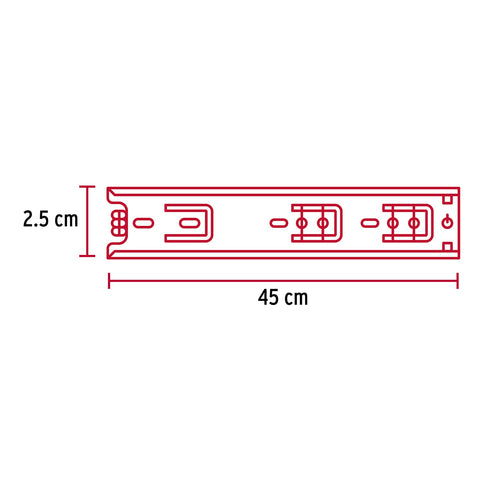 Bolsa con 2 correderas extensión 45 cm p/cajón, ancho 2.5 cm | COR-245 | 43280