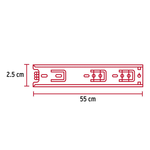 Bolsa con 2 correderas extensión 55 cm p/cajón, ancho 2.5 cm | COR-255 | 43282