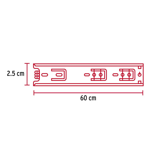 Bolsa con 2 correderas extensión 60 cm p/cajón, ancho 2.5 cm | COR-260 | 43283
