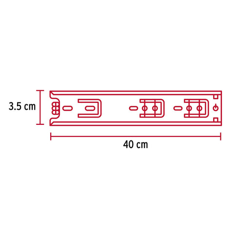Bolsa con 2 correderas extensión 40 cm p/cajón, ancho 3.5 cm | COR-340 | 43286