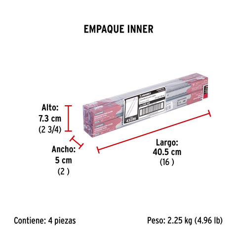 Bolsa con 2 correderas extensión 40 cm p/cajón, ancho 3.5 cm | COR-340 | 43286