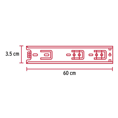 Bolsa con 2 correderas extensión 60 cm p/cajón, ancho 3.5 cm | COR-360 | 43290