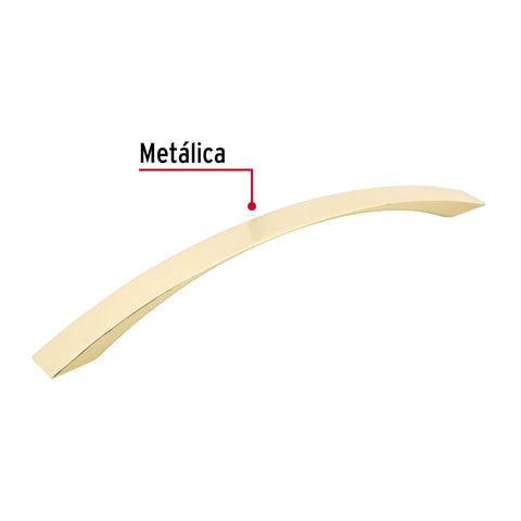 Jaladera de 160mm, línea Moderna, latón brillante, HERMEX | JAL-0722 | 43375
