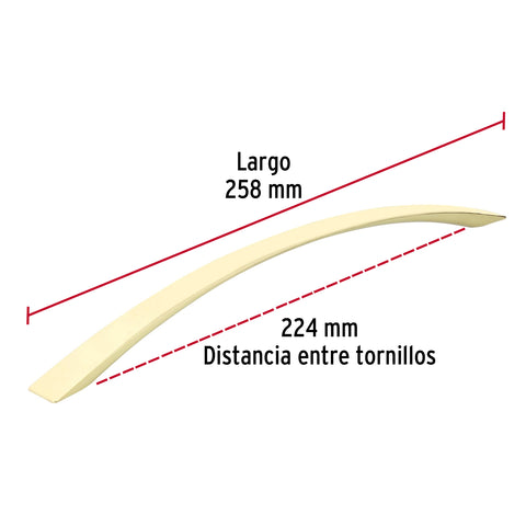 Jaladera de 224mm, línea Moderna, latón brillante, HERMEX | JAL-0723 | 43376