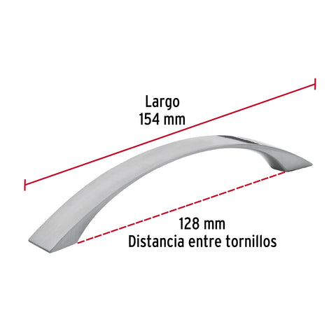 Jaladera de 128mm, línea Moderna, níquel, HERMEX | JAL-0711 | 43377
