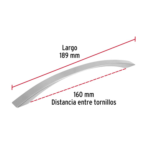 Jaladera de 160mm, línea Moderna, níquel, HERMEX | JAL-0712 | 43378