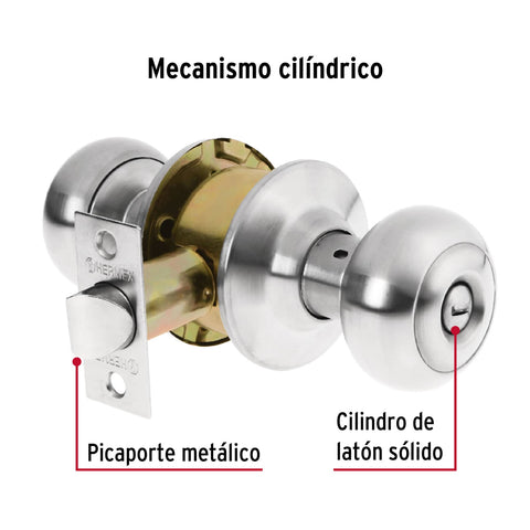 Cerradura tipo oval para baño, cromo mate, HERMEX | CEPO-32B | 43450