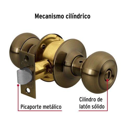 Cerradura tipo oval para baño, latón antiguo, HERMEX | CEPO-22B | 43453