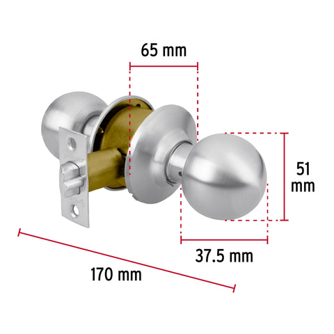 Cerradura tipo esfera para entrada, cromo mate, HERMEX | CEPO-31E | 43463