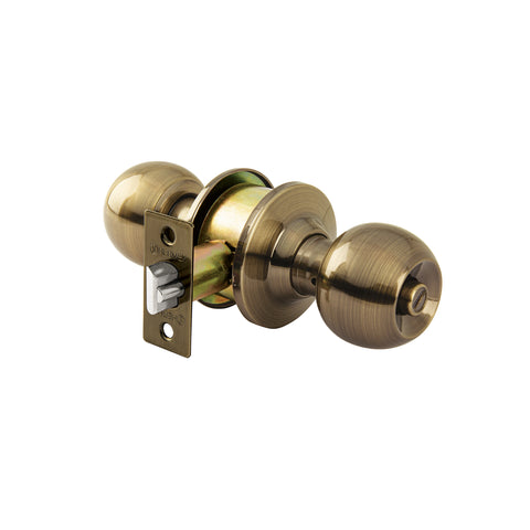 Cerradura tipo esfera para recámara, latón antiguo, HERMEX | CEPO-21R | 43470