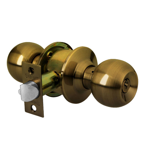 Cerradura tipo esfera para recámara, latón antiguo, HERMEX | CEPO-21R | 43470