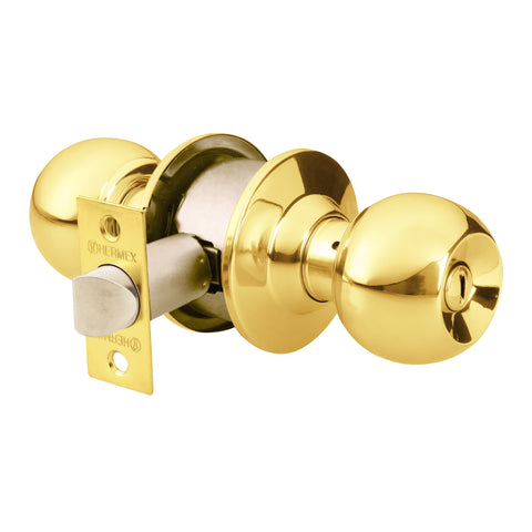 Cerradura tipo esfera para baño, latón brillante, HERMEX | CEPO-11B | 43471