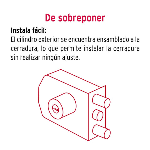 Cerradura sobreponer 2 barras instalafácil, llave puntos | CS-92 | 43484