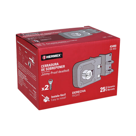 Cerradura sobreponer, puerta corrediza, instala-fácil, der. | CS-95D | 43490