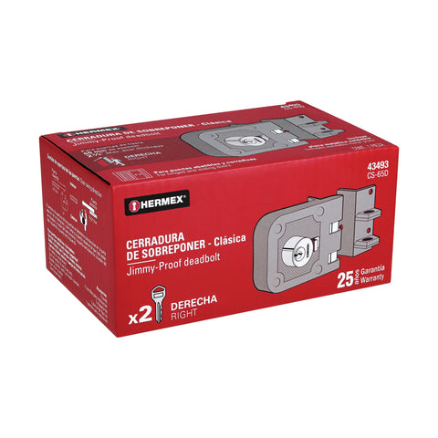 Cerradura sobreponer, puerta corrediza, clásica, derecha | CS-65D | 43493