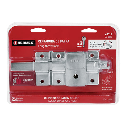 Cerradura de barra fija, llave tetra, izquierda, blíster | CB-50IB | 43511
