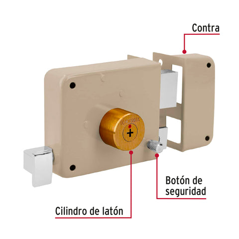 Cerradura sobreponer derecha clásica, llave tetra, caja | CS-80D | 43528