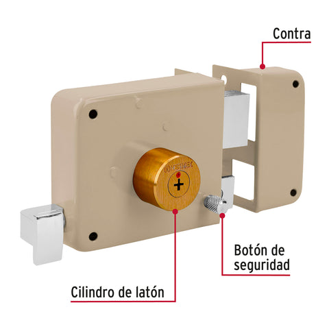 Cerradura sobreponer derecha clásica, llave tetra, blíster | CS-80DB | 43529