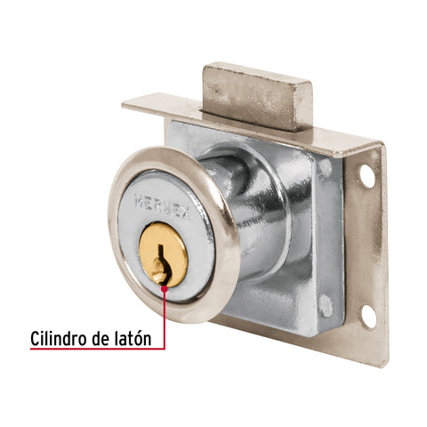 Cerradura para mueble, modelo 24, cromo, HERMEX | CM-24C | 43557