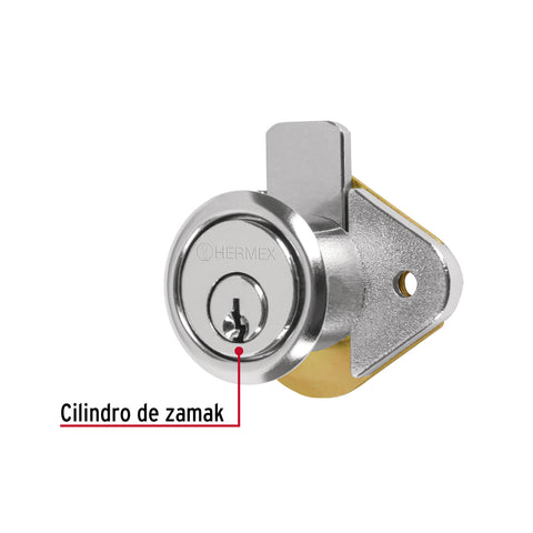 Cerradura para mueble, modelo 21, cromo, HERMEX | CM-21C | 43558