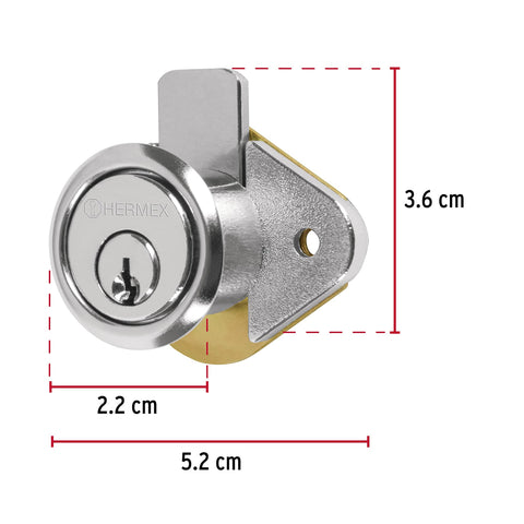 Cerradura para mueble, modelo 21, cromo, HERMEX | CM-21C | 43558