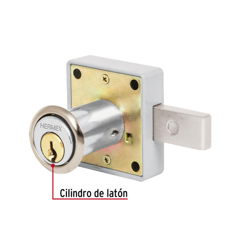 Cerradura para mueble, modelo 25, cromo, HERMEX | CM-25C | 43559