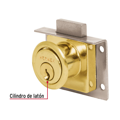Cerradura para mueble, modelo 24, latón, HERMEX | CM-24L | 43565