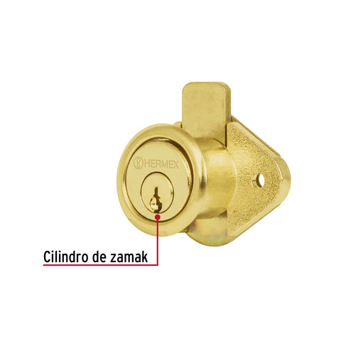 Cerradura para mueble, modelo 21, latón, HERMEX | CM-21L | 43566