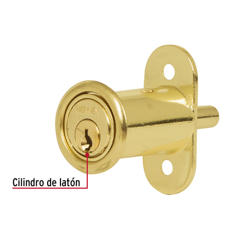 Cerradura para mueble, modelo 20, latón, HERMEX | CM-20L | 43569