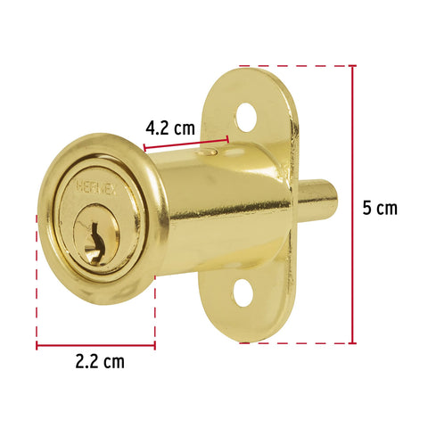 Cerradura para mueble, modelo 20, latón, HERMEX | CM-20L | 43569