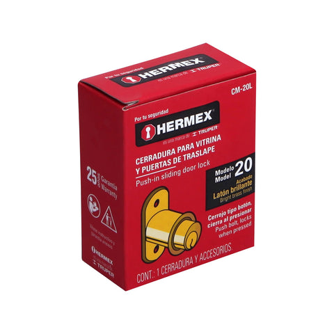 Cerradura para mueble, modelo 20, latón, HERMEX | CM-20L | 43569