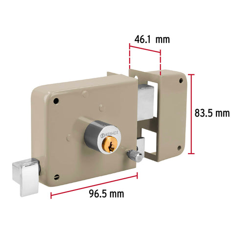 Cerradura sobreponer der clásica, llave tradicional, caja | CS-70D | 43574