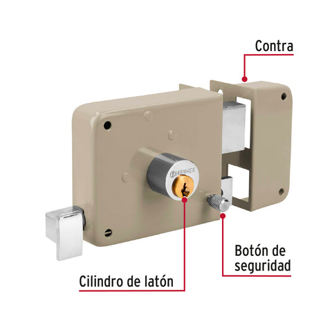 Cerradura sobreponer der clásica, llave tradicional, caja | CS-70D | 43574