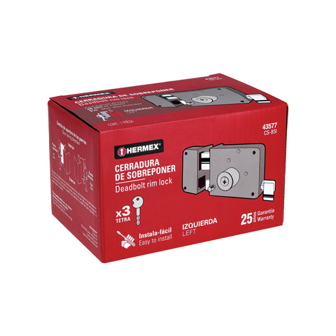 Cerradura sobreponer izq instala-fácil, llave tetra, caja | CS-85I | 43577