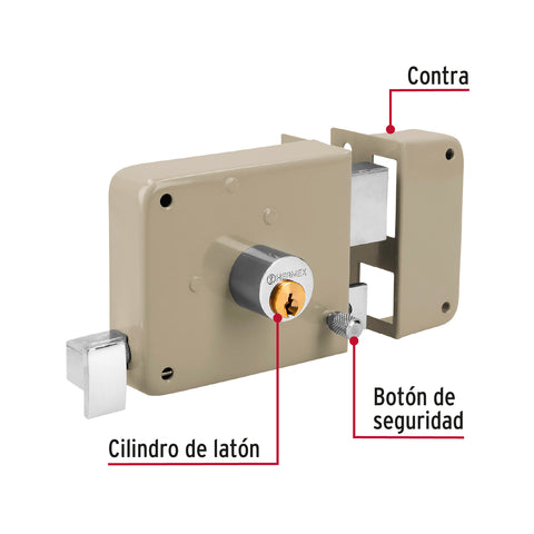 Cerradura sobreponer der clásica, llave tradicional, blíster | CS-70DB | 43583