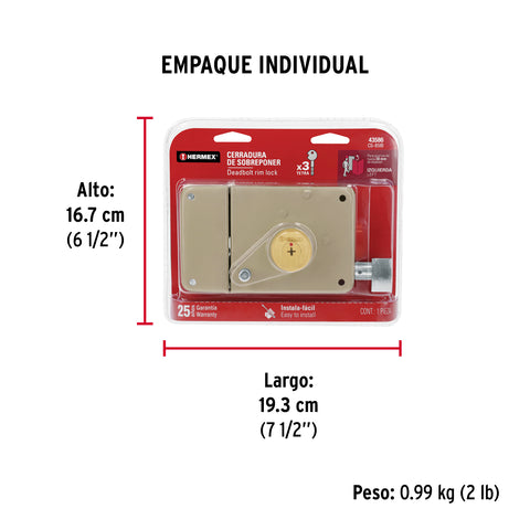 Cerradura sobreponer izq instala-fácil, llave tetra, blíster | CS-85IB | 43586