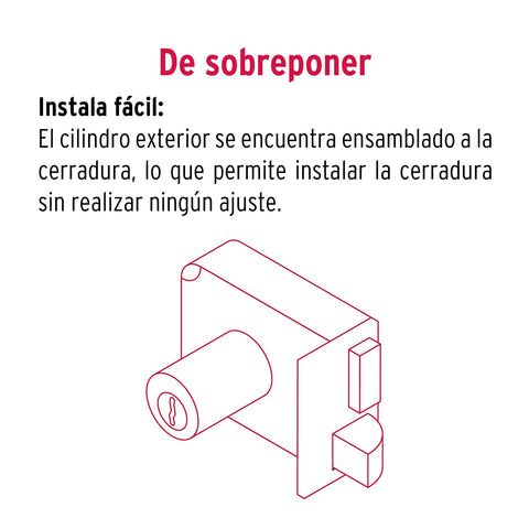 Cerradura sobreponer izq instala-fácil, llave tetra, blíster | CS-85IB | 43586