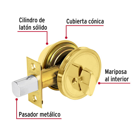 Cerrojo llave-mariposa latón brillante, llave de puntos | CERO-11 | 43591