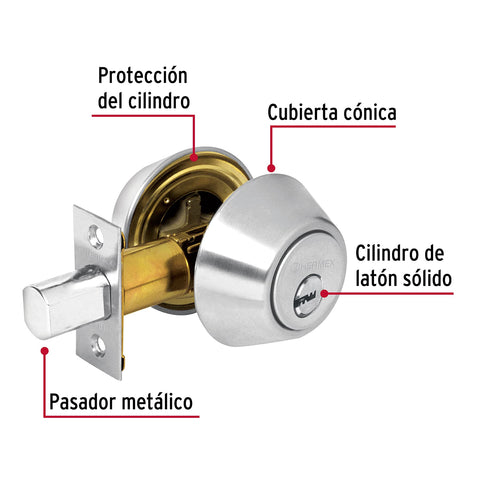 Cerrojo llave-llave cromo mate, llave de puntos, HERMEX | CERO-32 | 43602