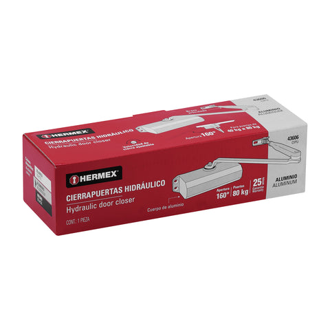 Cierrapuertas hidráulico color aluminio, HERMEX | CIPU | 43606